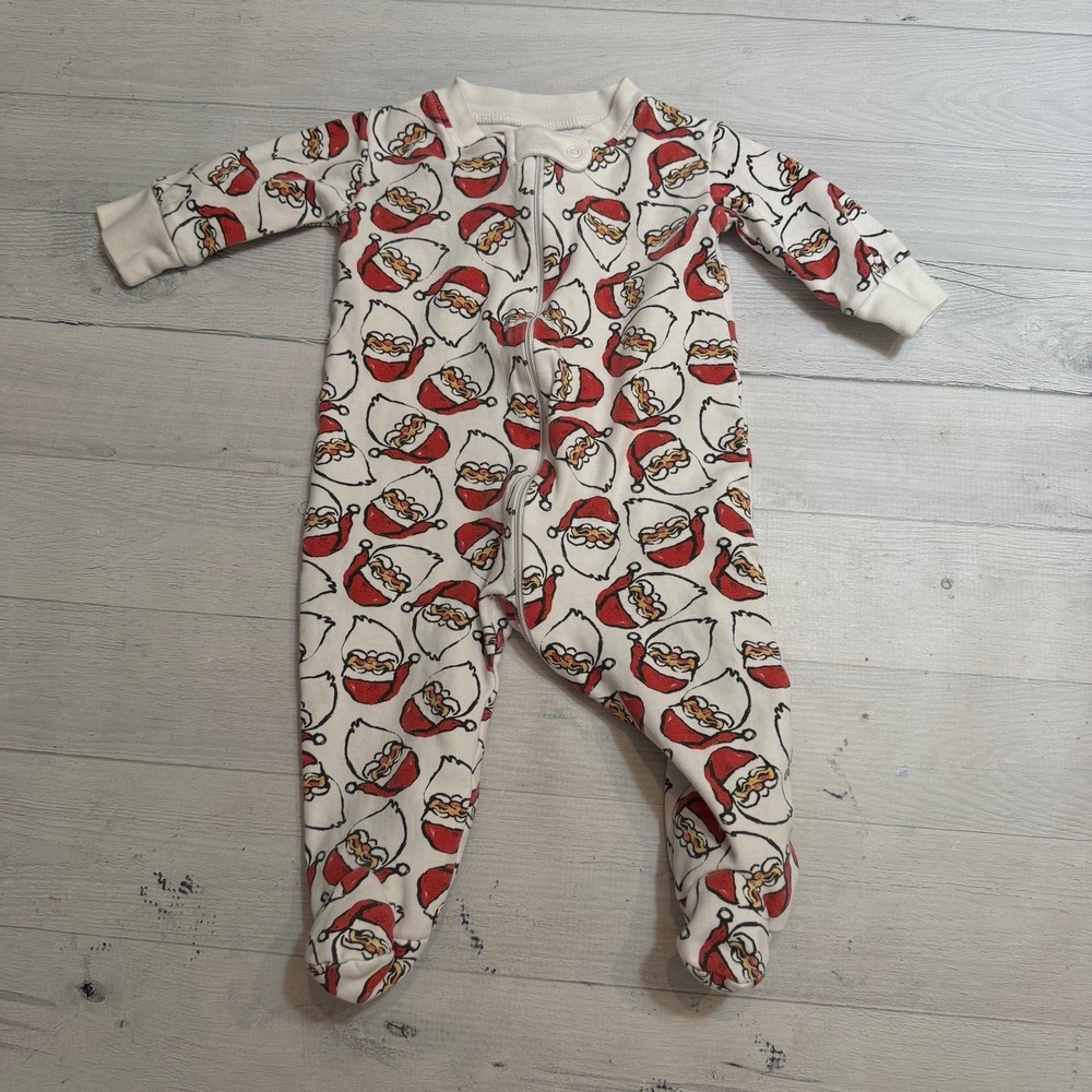 Sammy & Nat baby Pima cotton footed pajamas Santa Claus 3 months